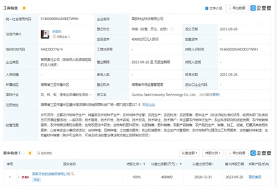 国投集团40亿元成立种业科技公司