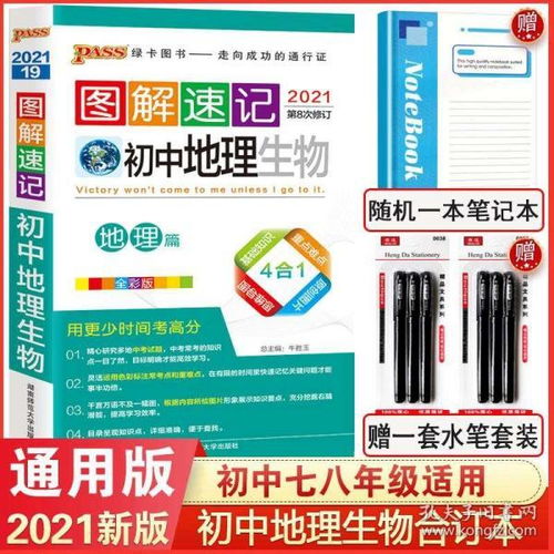 2021新版pass绿卡图书图解速记初中生物地理通用版 初一初二会考资料初中地理生物知识大全 七八年级中考基础知识清单复习速记手册
